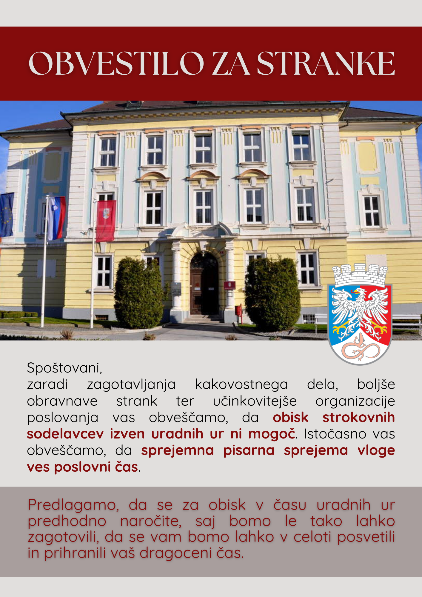 obvestilo za stranke